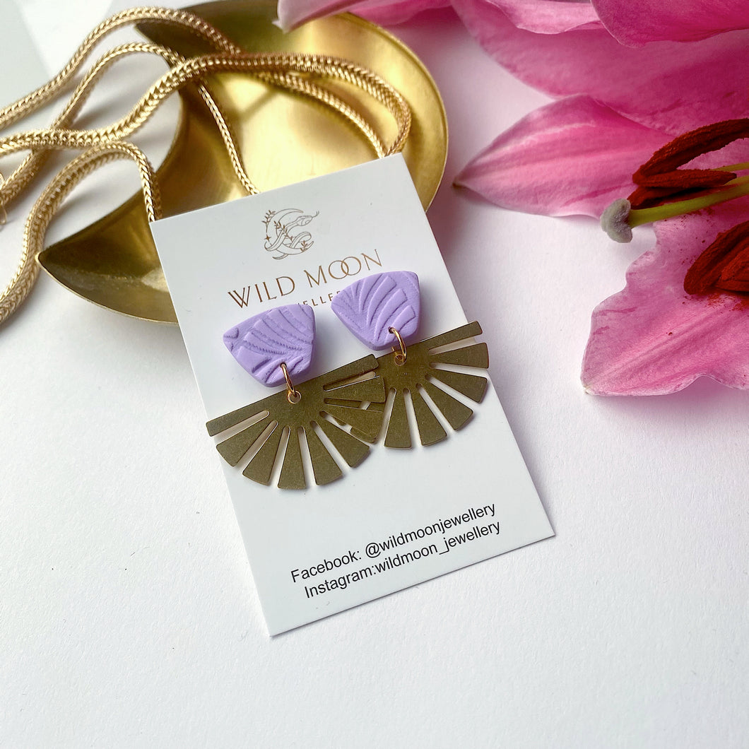 The Fanned Athena Earrings ~ Lilac